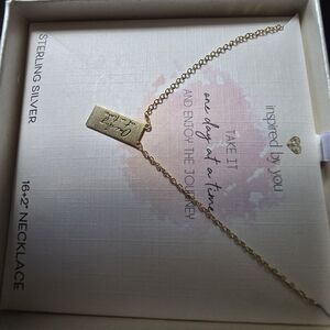 Gold Rectangular Bar Necklace - Gold Tone